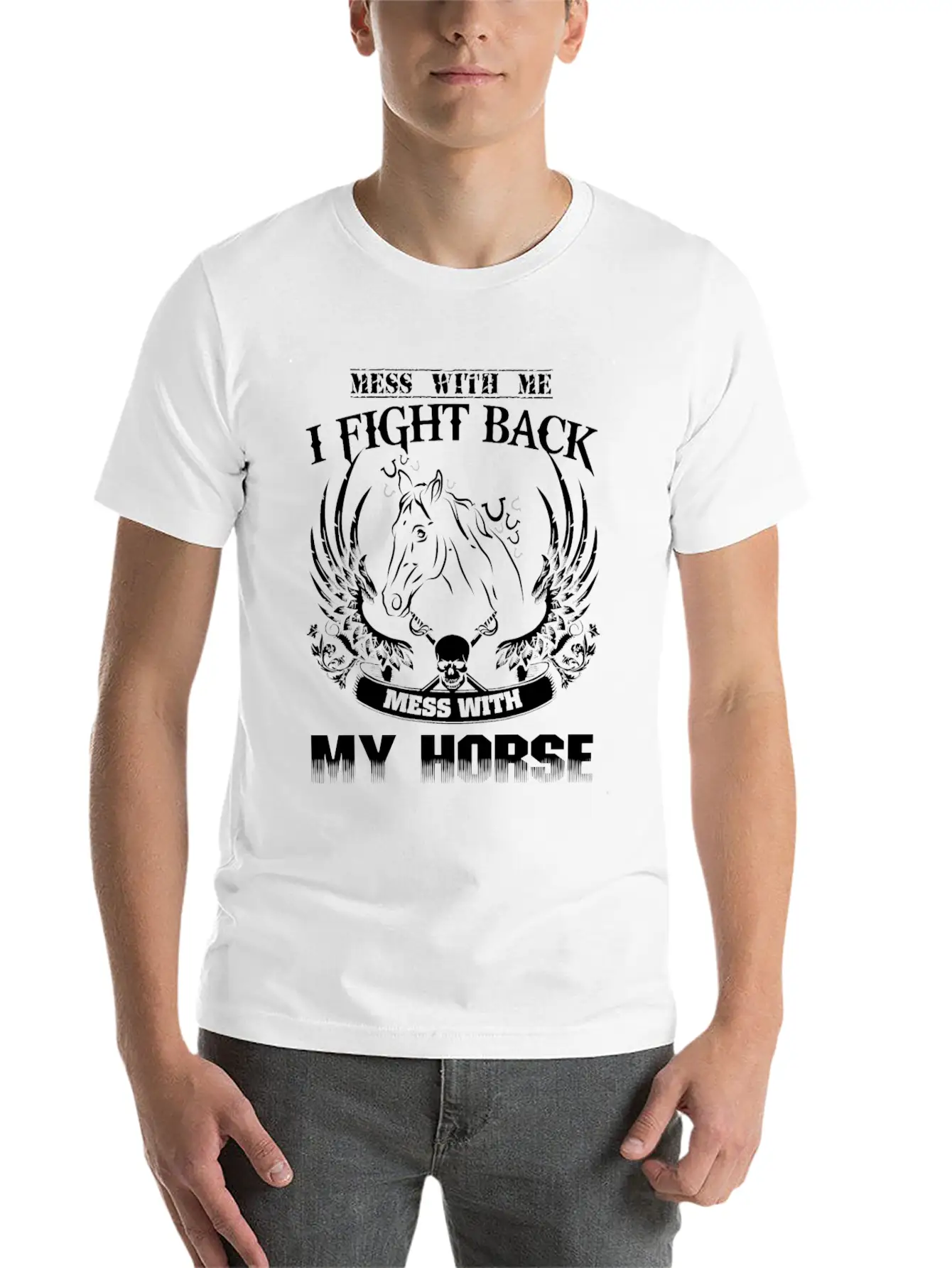 Horse - Mess With Them Theyll Never Find Your Bo Casual Graphic T-Shirt – Simple And Comfortable Daily Wear