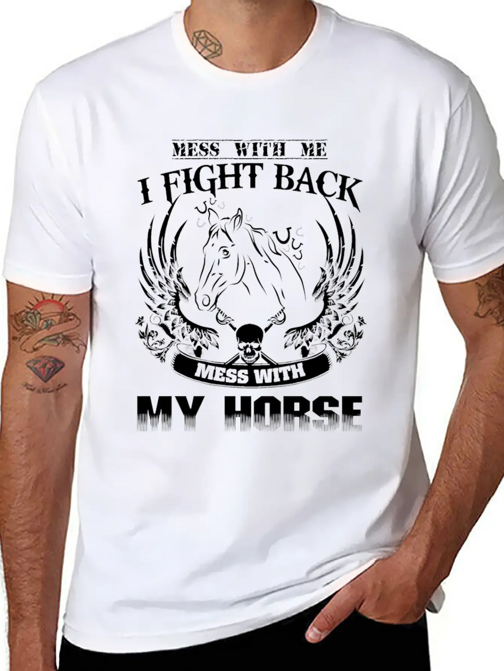 Horse - Mess With Them Theyll Never Find Your Bo Casual Graphic T-Shirt – Simple And Comfortable Daily Wear