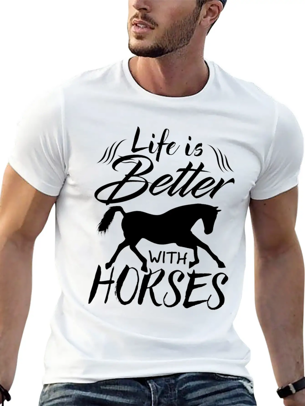 Horse Riding Makes Life Better Stylish Everyday T-Shirt – Unisex Basic Cotton Tee
