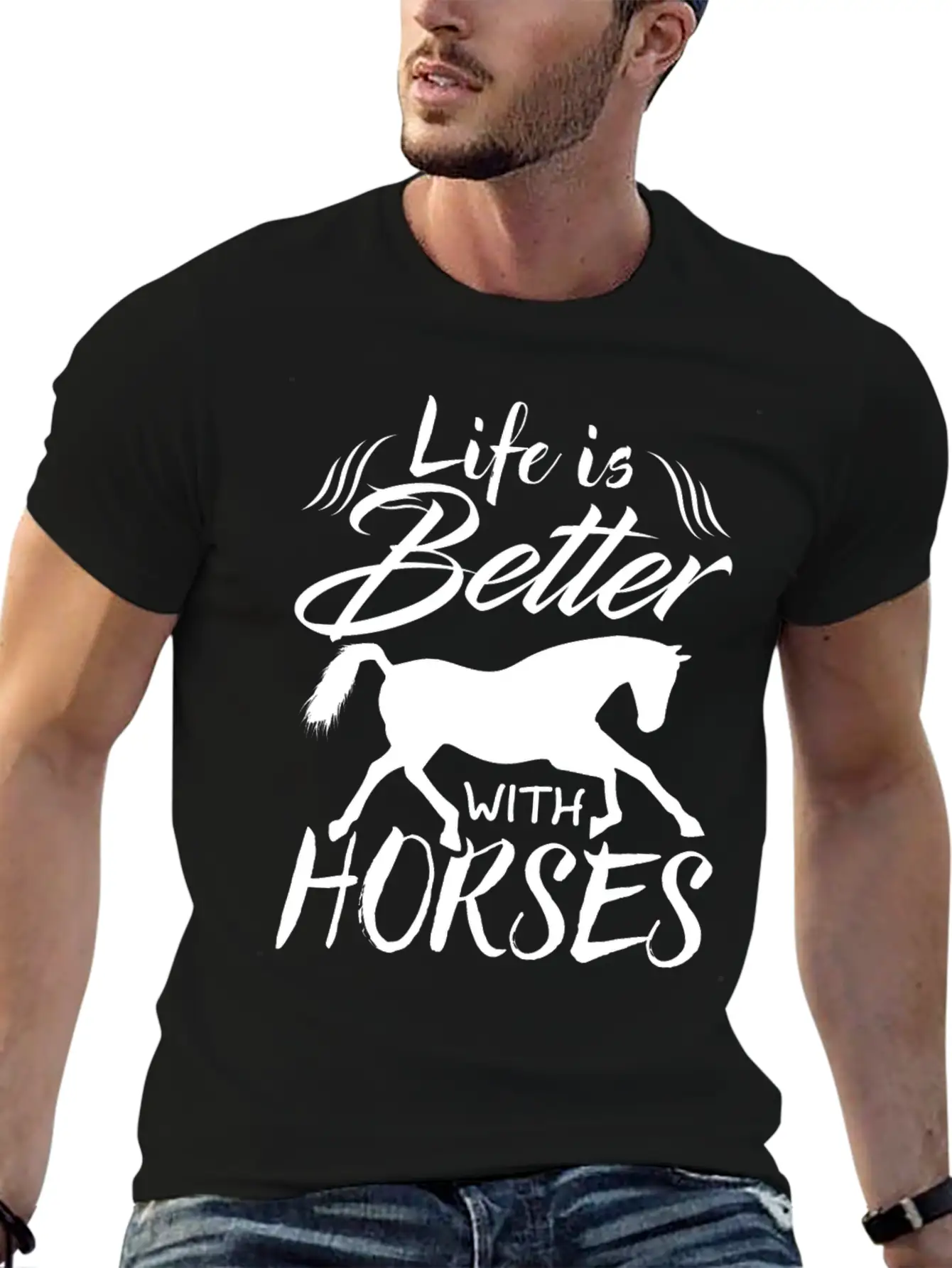 Horse Riding Makes Life Better Stylish Everyday T-Shirt – Unisex Basic Cotton Tee