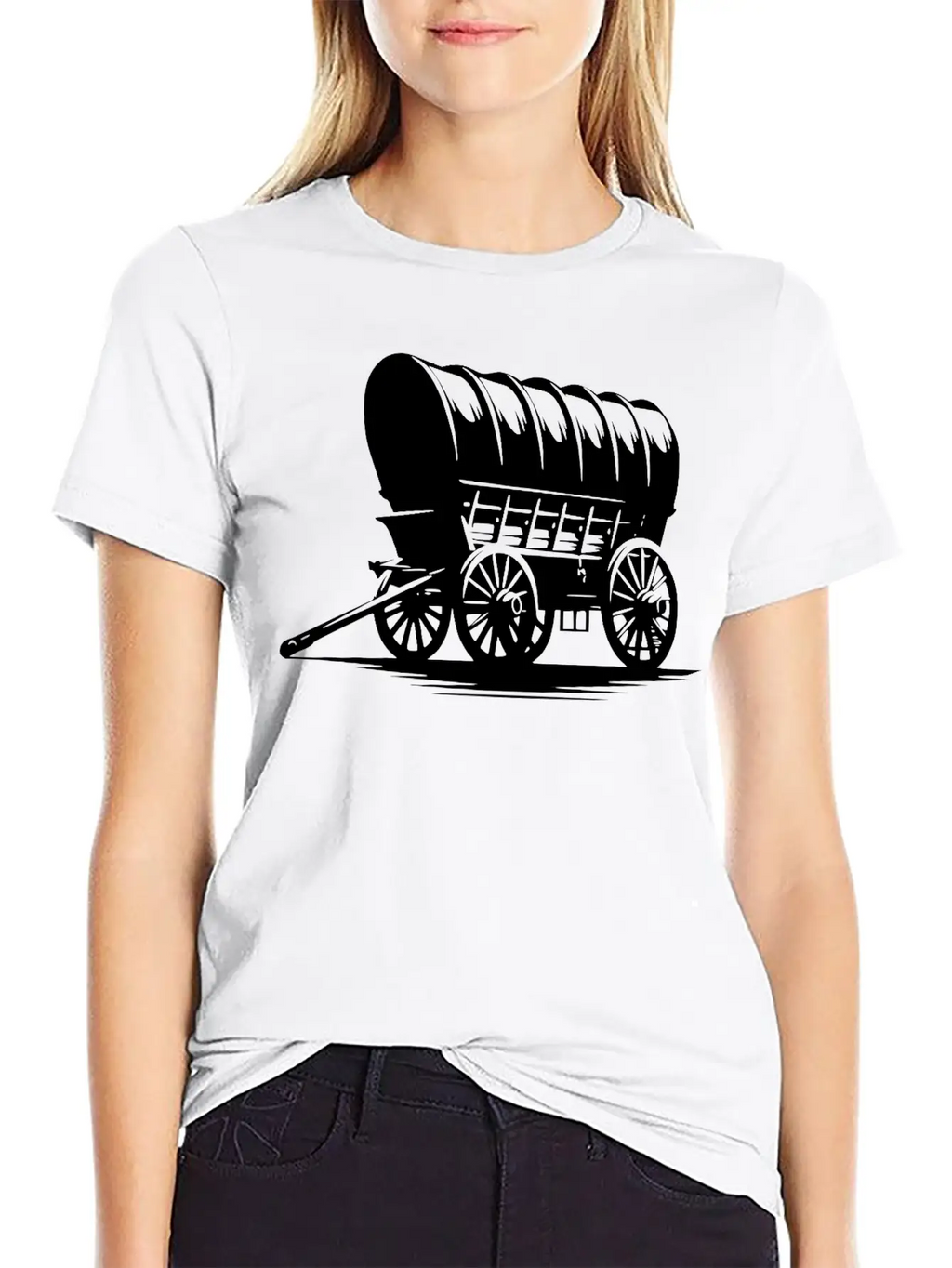 Horse Team Covered Wagon Casual Graphic T-Shirt – Simple And Comfortable Daily Wear