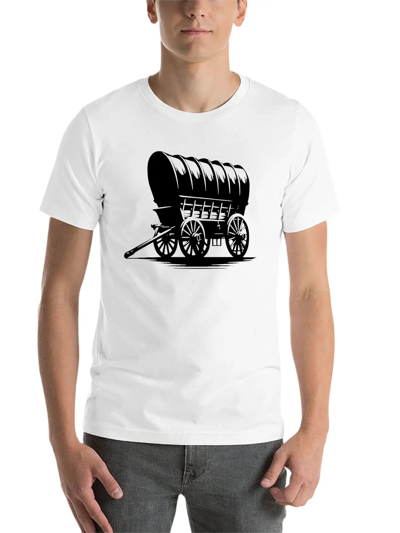 Horse Team Covered Wagon Casual Graphic T-Shirt – Simple And Comfortable Daily Wear