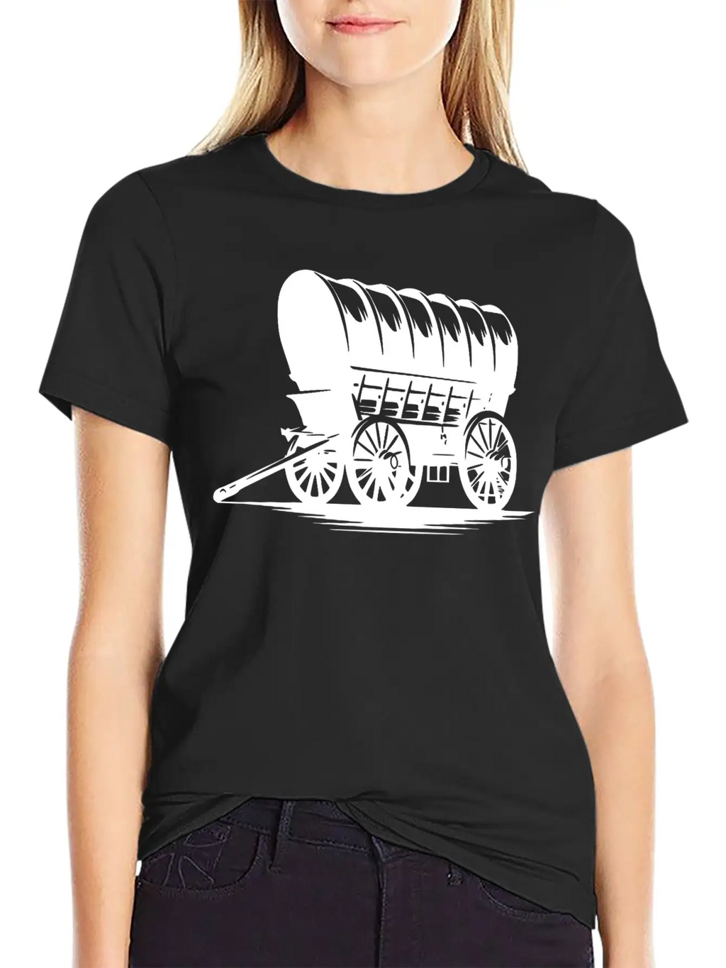 Horse Team Covered Wagon Casual Graphic T-Shirt – Simple And Comfortable Daily Wear