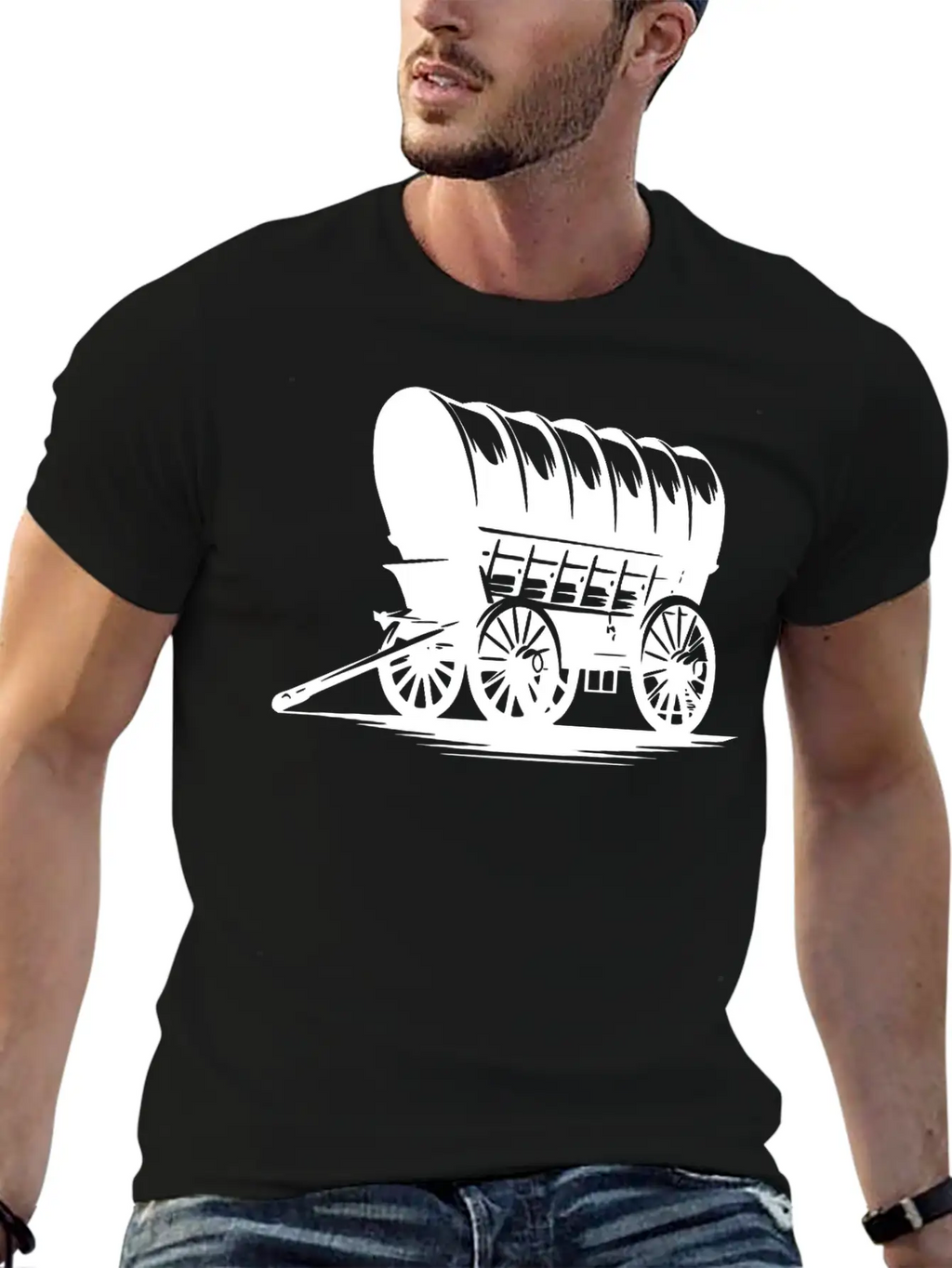 Horse Team Covered Wagon Casual Graphic T-Shirt – Simple And Comfortable Daily Wear