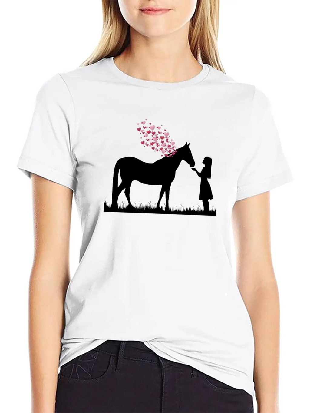 Horse With Heart And Girl Horse Love Shirt Gift Stylish Everyday T-Shirt – Unisex Basic Cotton Tee