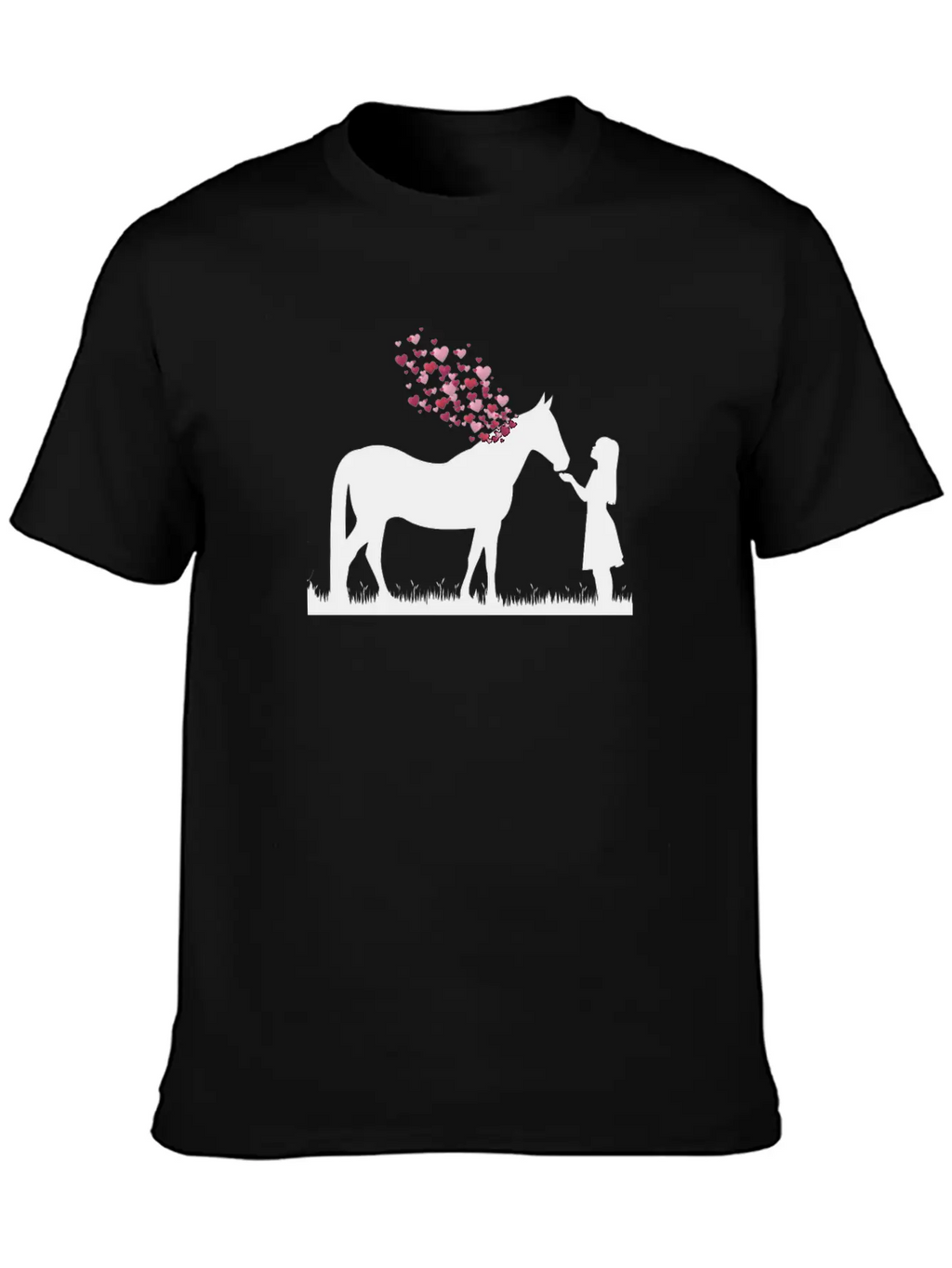 Horse With Heart And Girl Horse Love Shirt Gift Stylish Everyday T-Shirt – Unisex Basic Cotton Tee