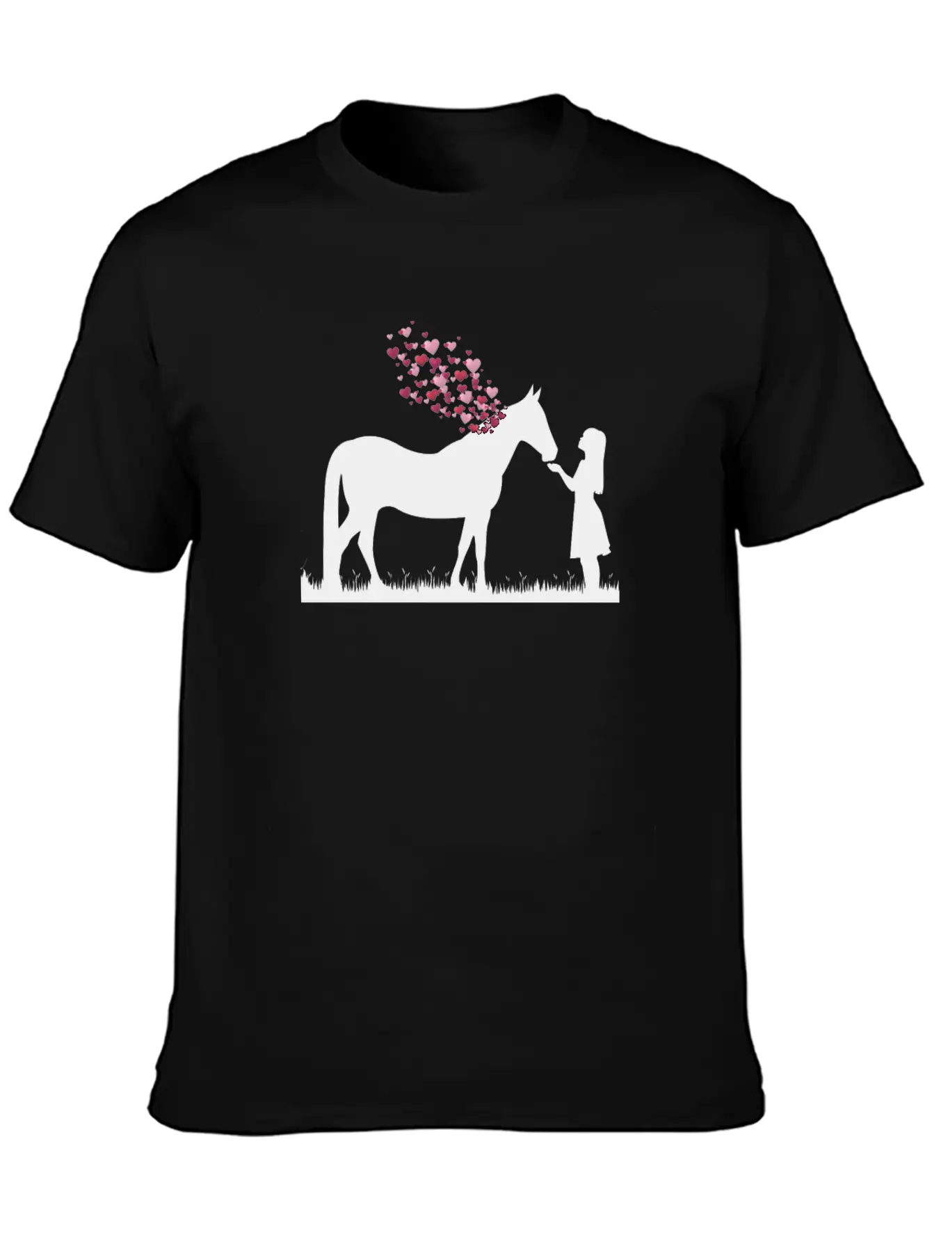 Horse With Heart And Girl Horse Love Shirt Gift Stylish Everyday T-Shirt – Unisex Basic Cotton Tee