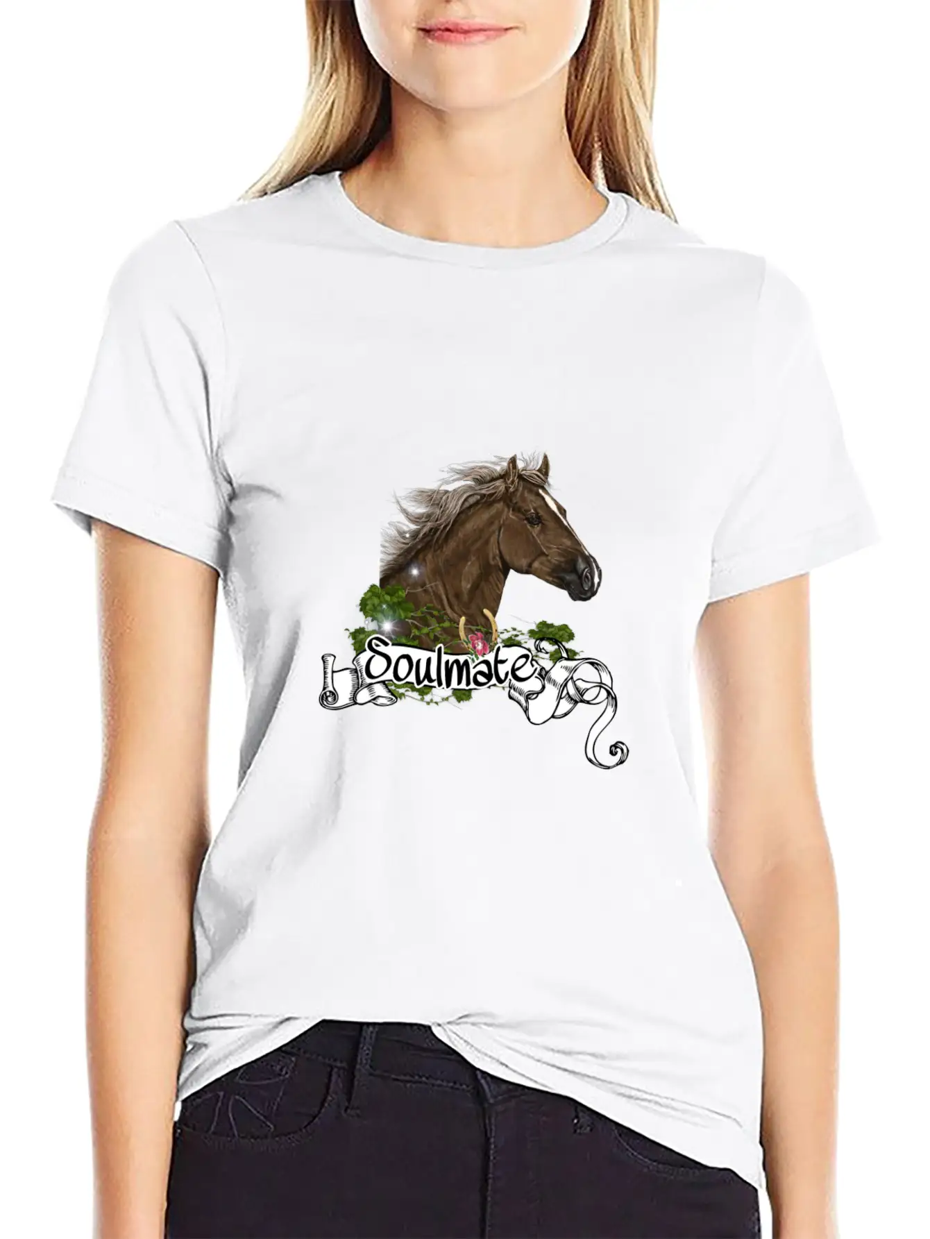 Horses, Horse Motif Casual Graphic T-Shirt – Simple And Comfortable Daily Wear