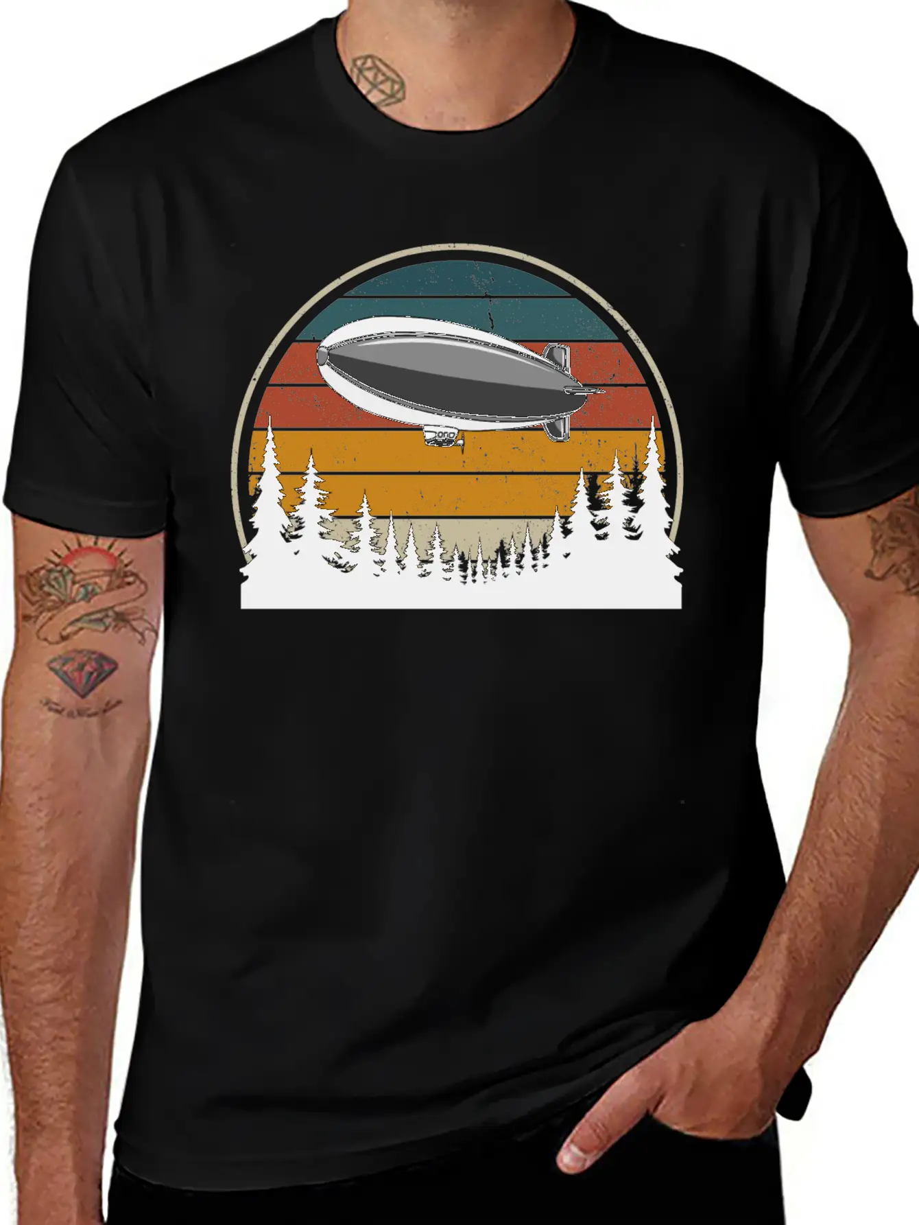 Hot Air Balloon In The Forest Breathable Soft Cotton T-Shirt – Timeless Casual Look