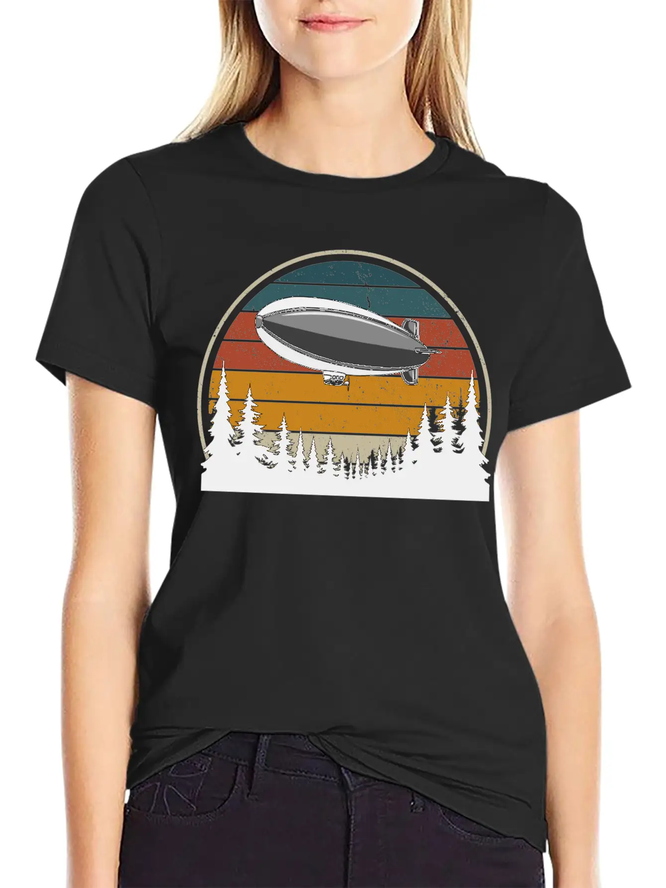 Hot Air Balloon In The Forest Breathable Soft Cotton T-Shirt – Timeless Casual Look
