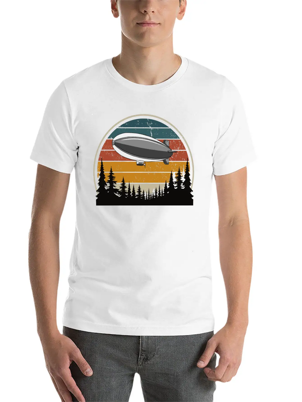 Hot Air Balloon In The Forest Breathable Soft Cotton T-Shirt – Timeless Casual Look