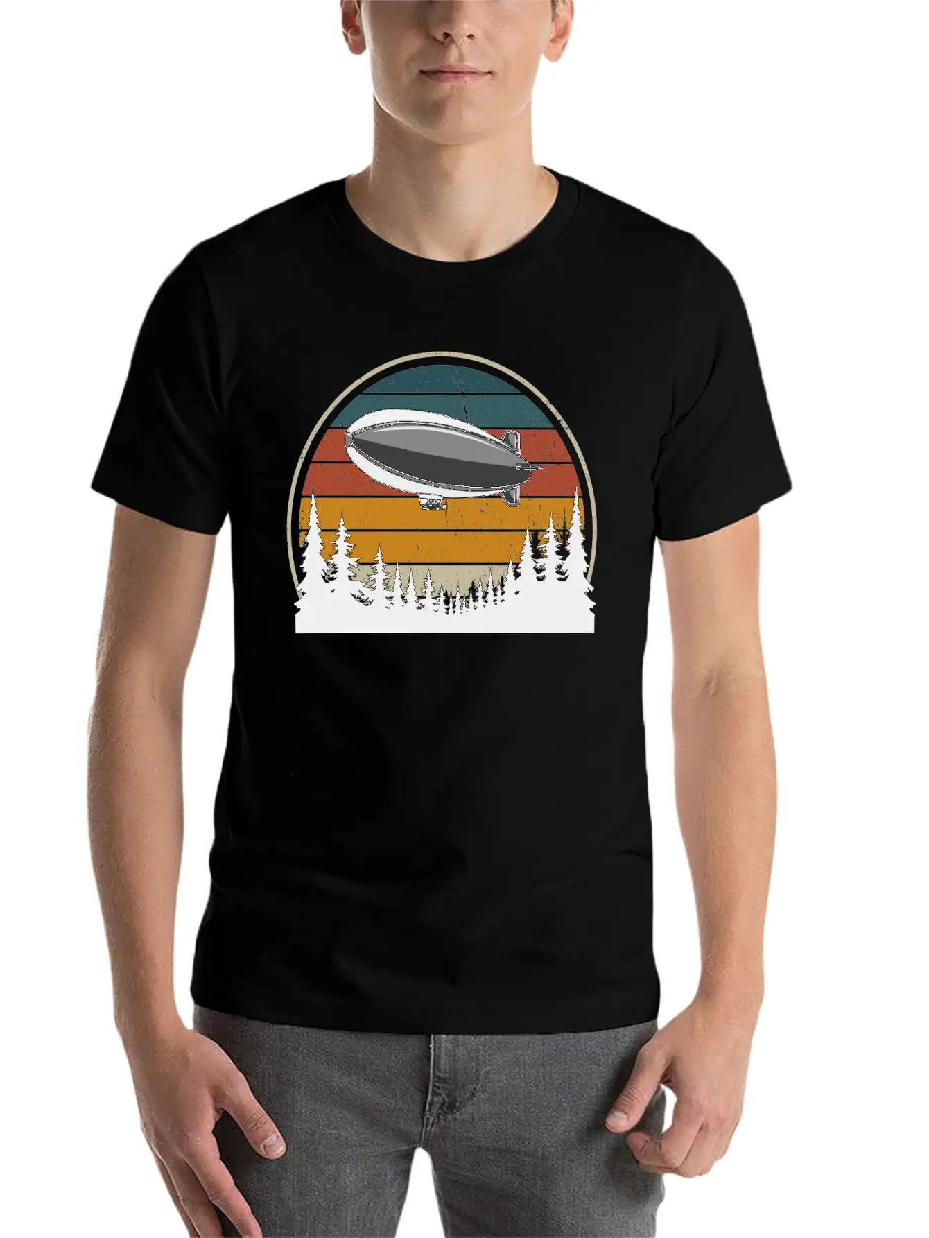 Hot Air Balloon In The Forest Breathable Soft Cotton T-Shirt – Timeless Casual Look