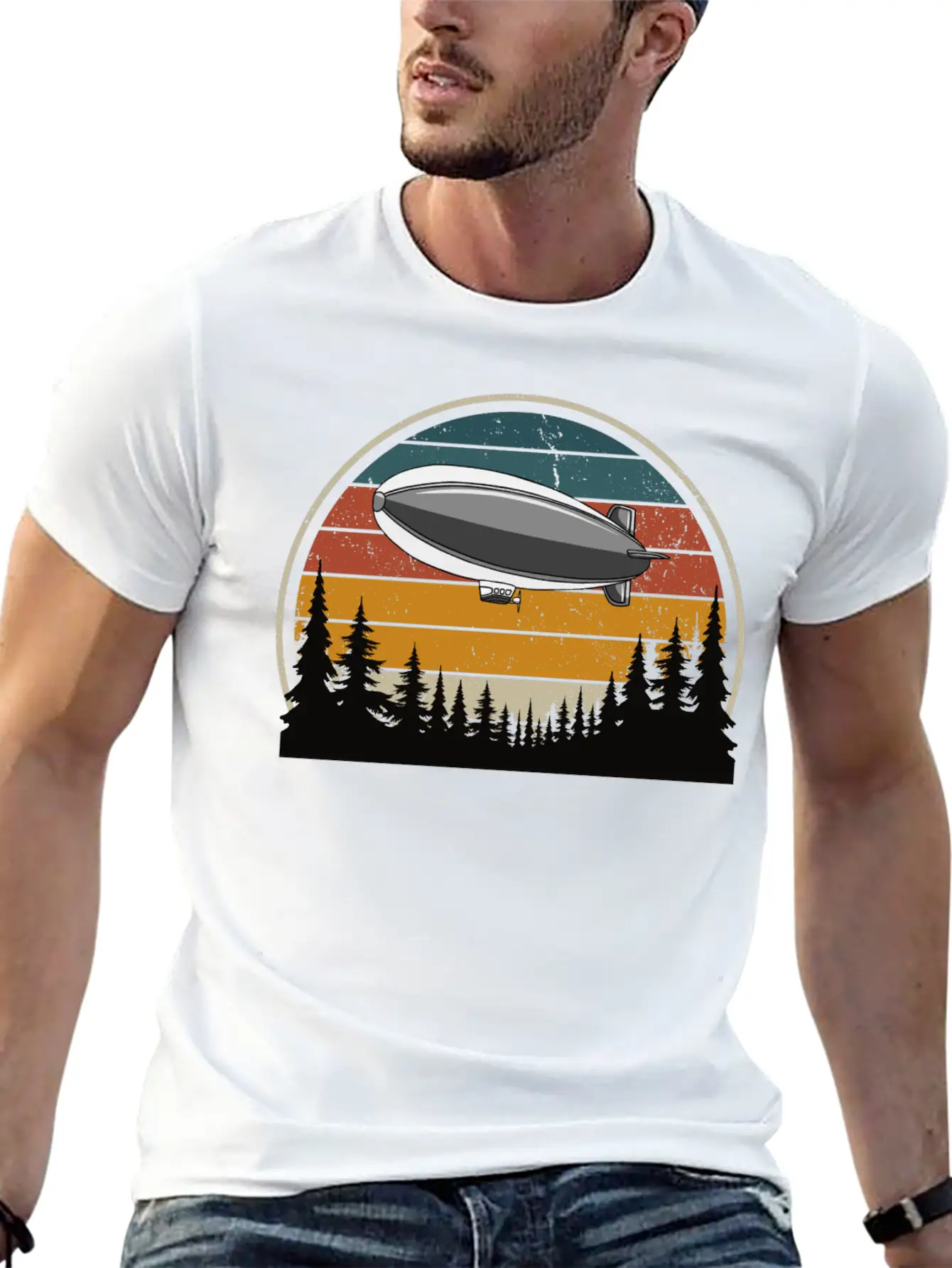 Hot Air Balloon In The Forest Breathable Soft Cotton T-Shirt – Timeless Casual Look