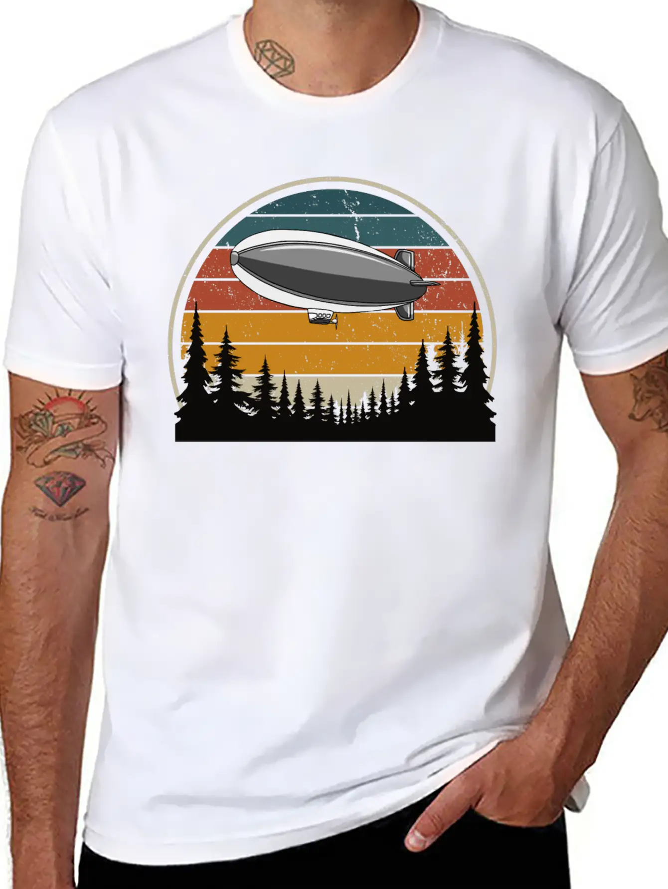 Hot Air Balloon In The Forest Breathable Soft Cotton T-Shirt – Timeless Casual Look