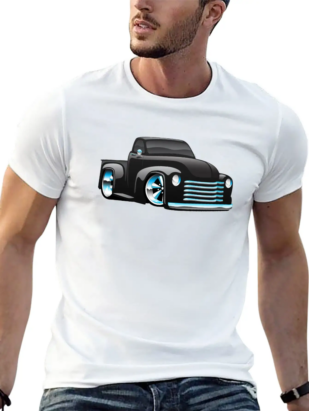 Hot Rod Pickup Truck Cartoon Unisex Casual T-Shirt – Clean Design For Daily Comfort