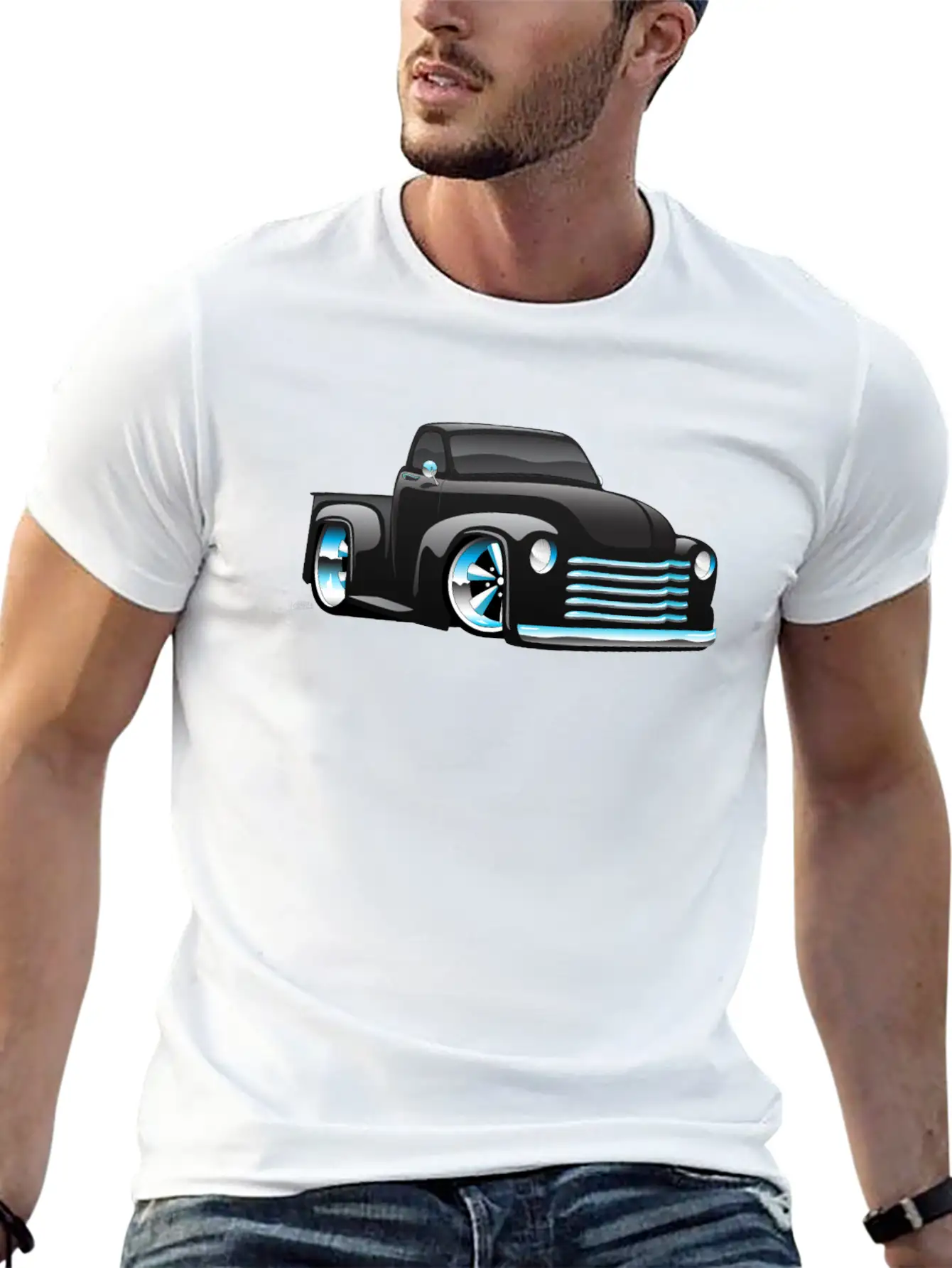 Hot Rod Pickup Truck Cartoon Unisex Casual T-Shirt – Clean Design For Daily Comfort