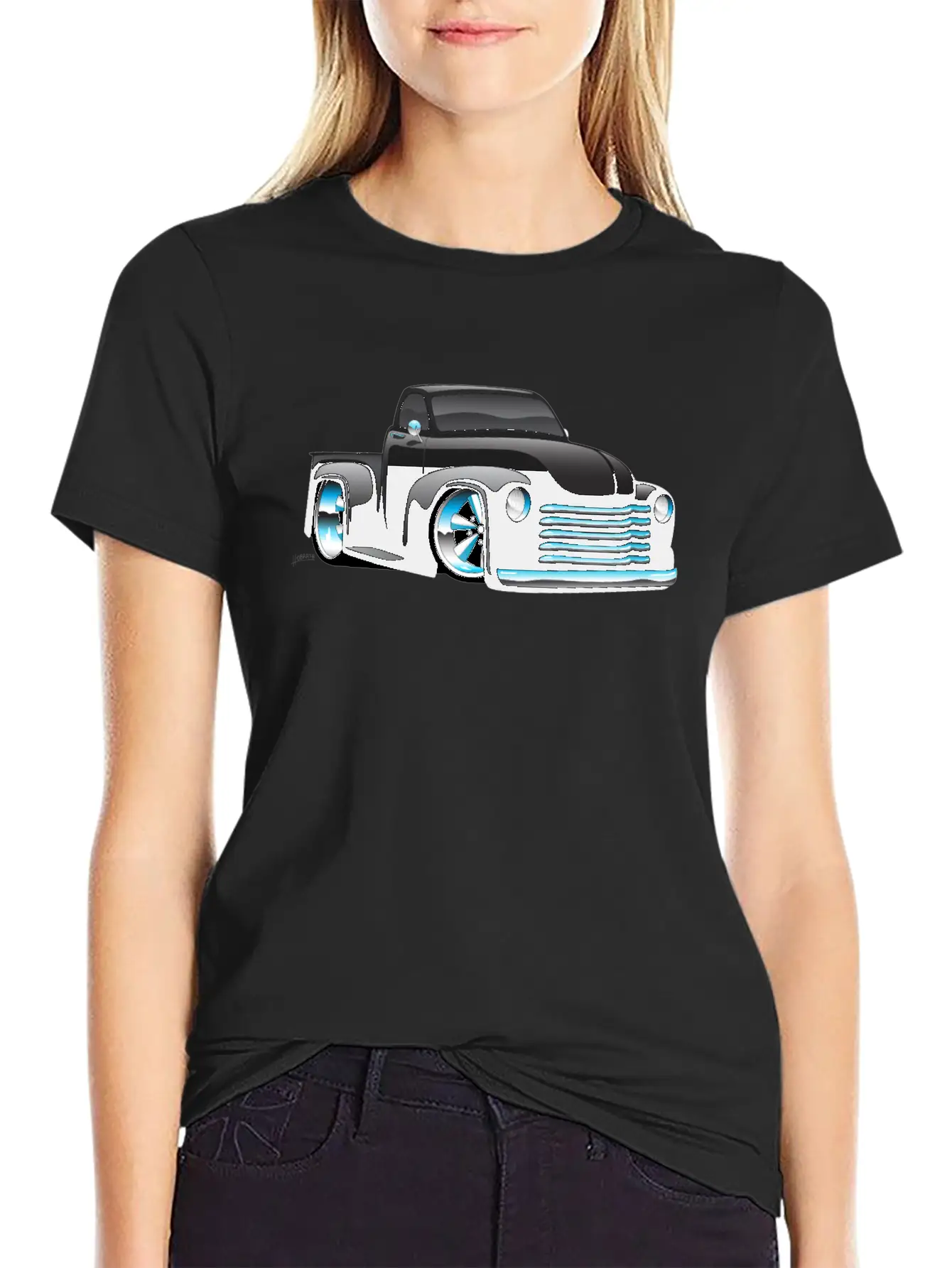 Hot Rod Pickup Truck Cartoon Unisex Casual T-Shirt – Clean Design For Daily Comfort