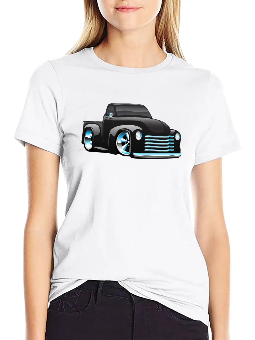 Hot Rod Pickup Truck Cartoon Unisex Casual T-Shirt – Clean Design For Daily Comfort