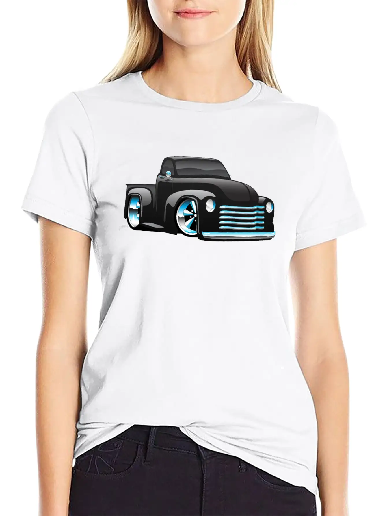 Hot Rod Pickup Truck Cartoon Unisex Casual T-Shirt – Clean Design For Daily Comfort