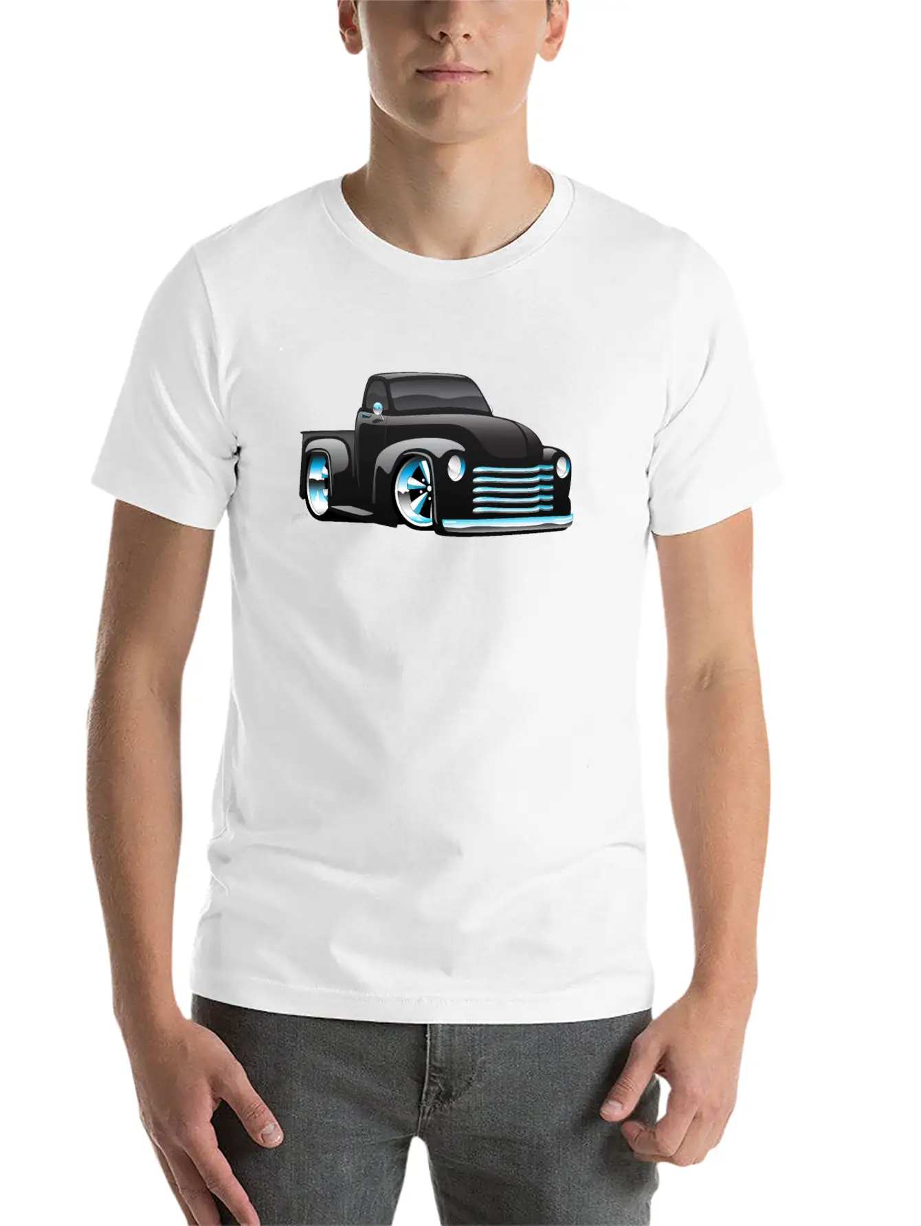 Hot Rod Pickup Truck Cartoon Unisex Casual T-Shirt – Clean Design For Daily Comfort