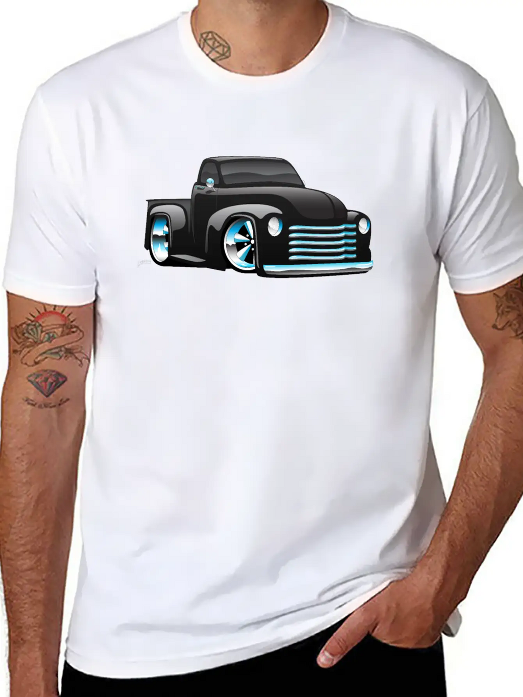 Hot Rod Pickup Truck Cartoon Unisex Casual T-Shirt – Clean Design For Daily Comfort