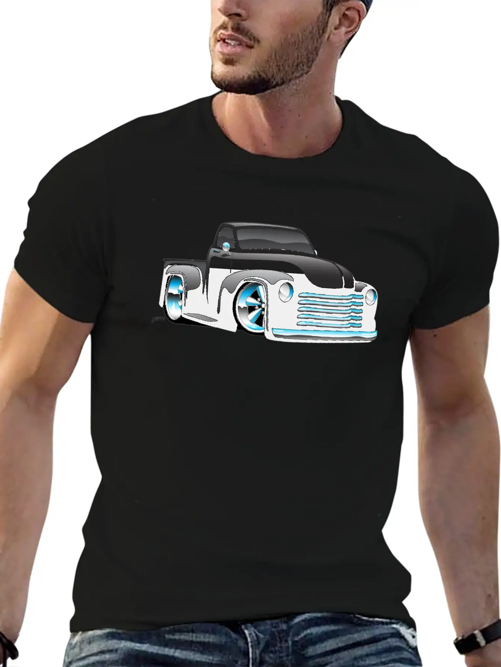 Hot Rod Pickup Truck Cartoon Unisex Casual T-Shirt – Clean Design For Daily Comfort