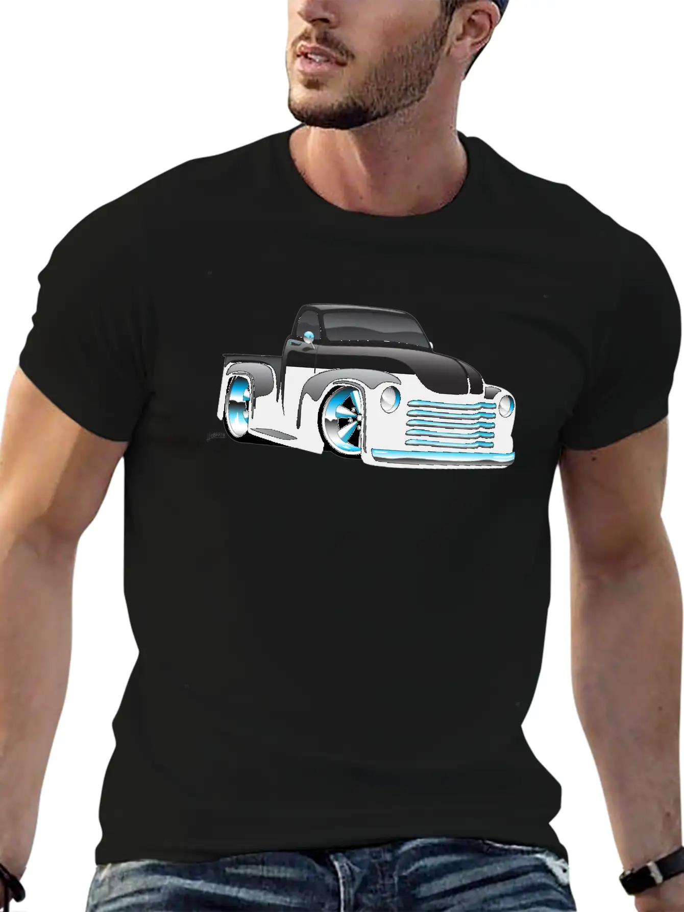 Hot Rod Pickup Truck Cartoon Unisex Casual T-Shirt – Clean Design For Daily Comfort
