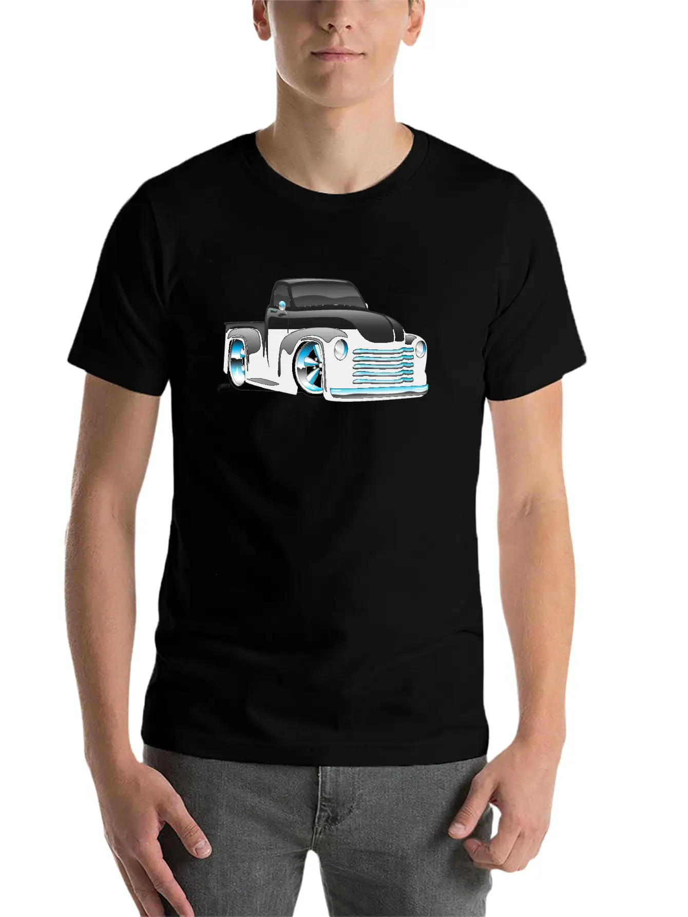 Hot Rod Pickup Truck Cartoon Unisex Casual T-Shirt – Clean Design For Daily Comfort