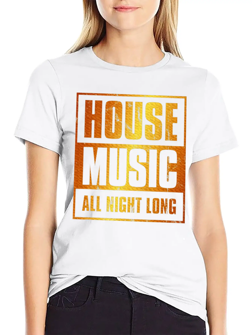 House Music All Night Long EDM DJ Distressed Unisex Casual T-Shirt – Clean Design For Daily Comfort