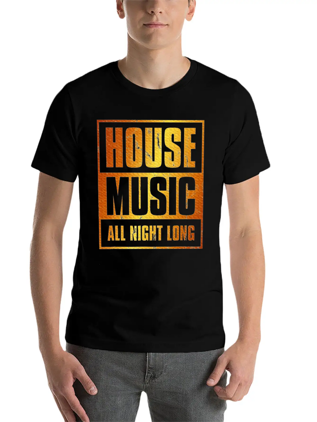 House Music All Night Long EDM DJ Distressed Unisex Casual T-Shirt – Clean Design For Daily Comfort