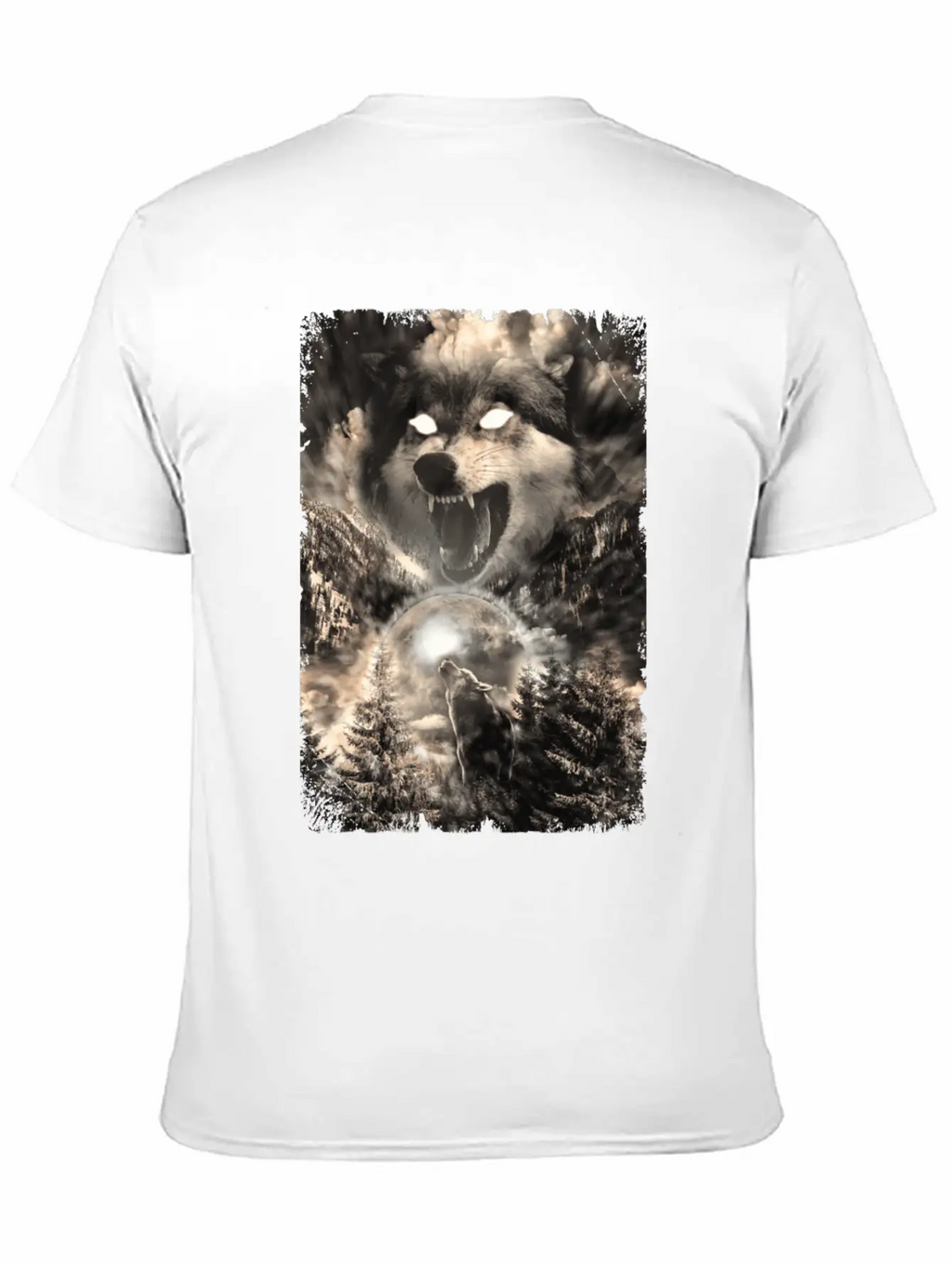 Howling Wolf Moon Forest Animal Mountains Unisex Short Sleeve Soft Cotton T-Shirt – Casual Everyday Wear