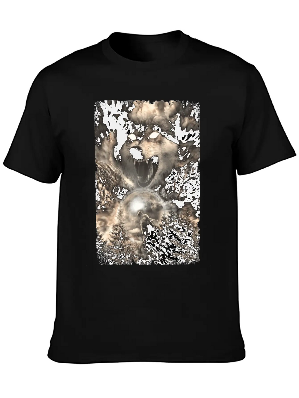 Howling Wolf Moon Forest Animal Mountains Unisex Short Sleeve Soft Cotton T-Shirt – Casual Everyday Wear