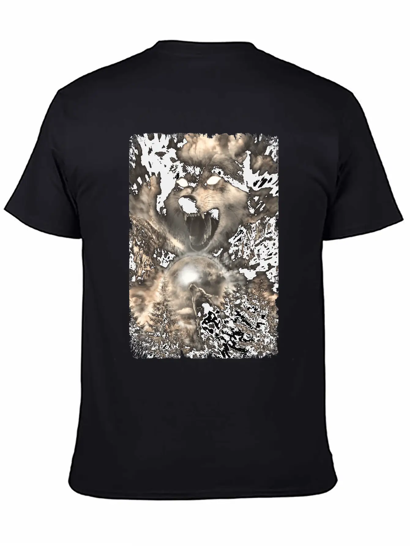 Howling Wolf Moon Forest Animal Mountains Unisex Short Sleeve Soft Cotton T-Shirt – Casual Everyday Wear