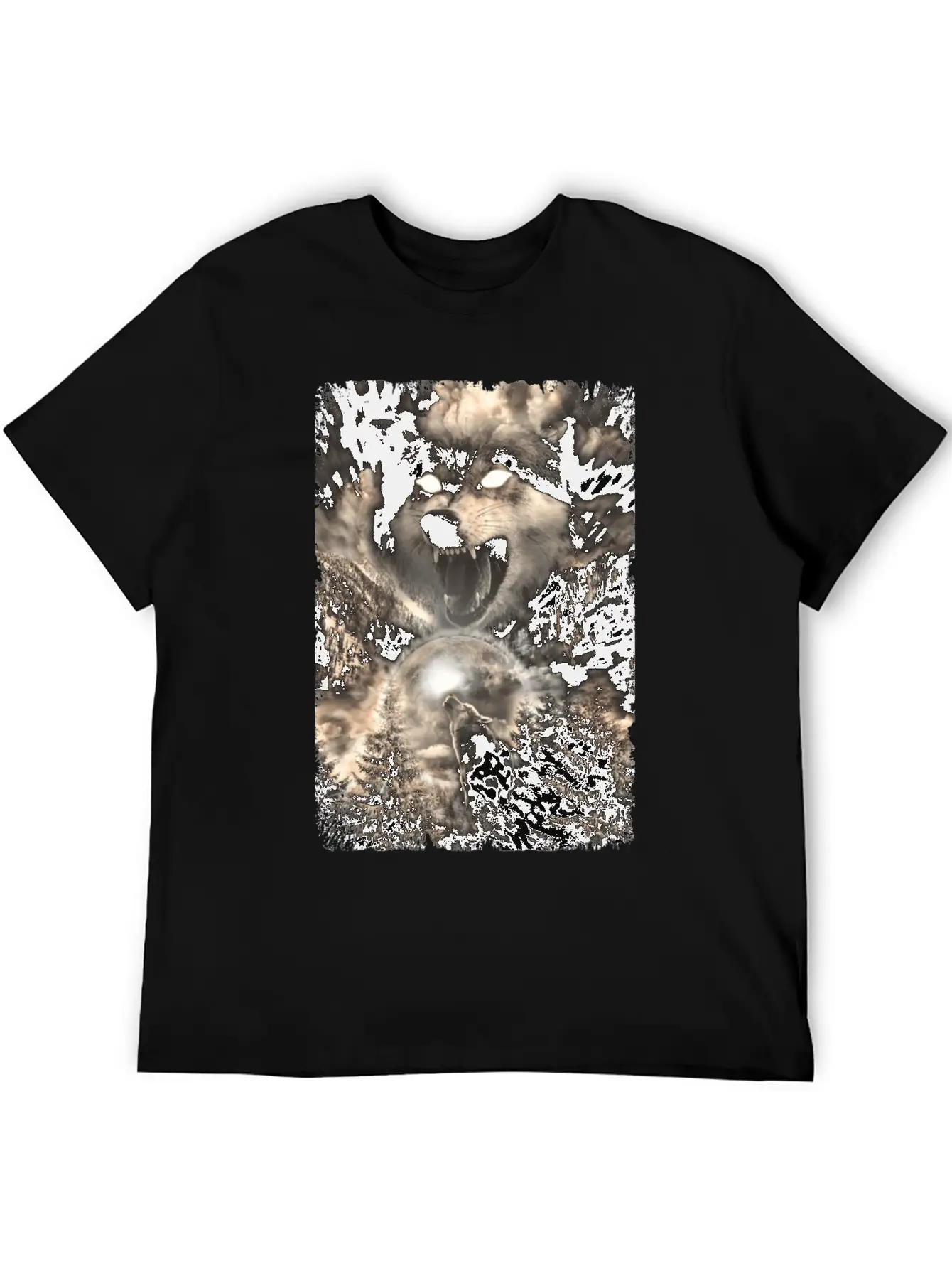 Howling Wolf Moon Forest Animal Mountains Unisex Short Sleeve Soft Cotton T-Shirt – Casual Everyday Wear