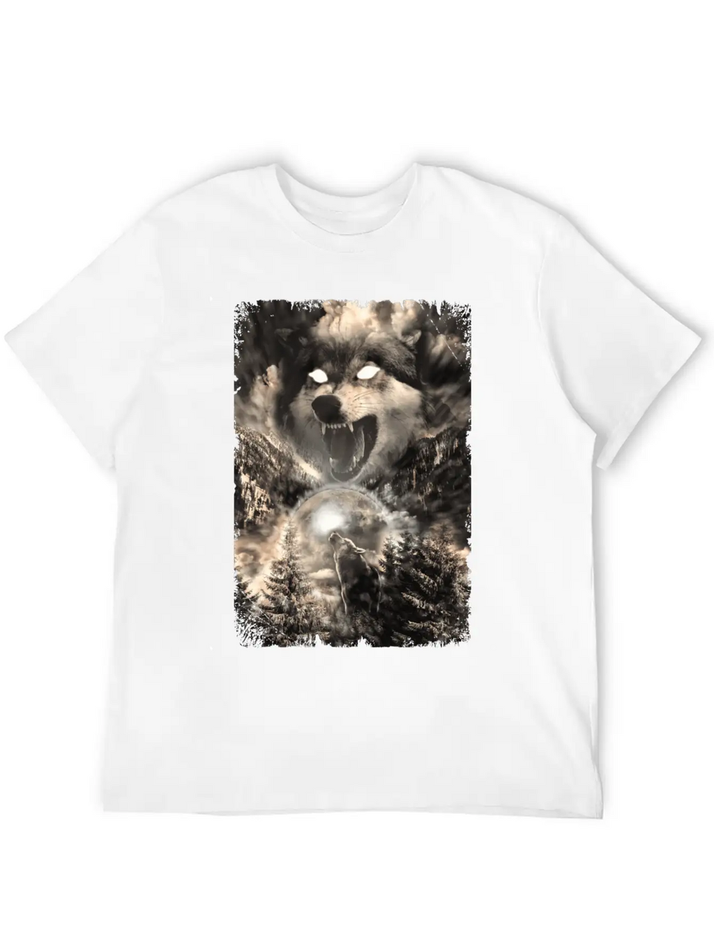 Howling Wolf Moon Forest Animal Mountains Unisex Short Sleeve Soft Cotton T-Shirt – Casual Everyday Wear