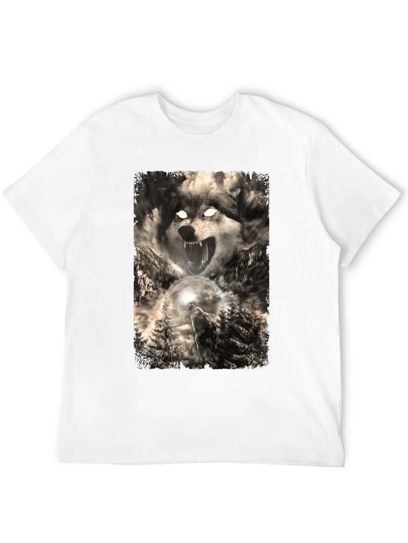 Howling Wolf Moon Forest Animal Mountains Unisex Short Sleeve Soft Cotton T-Shirt – Casual Everyday Wear