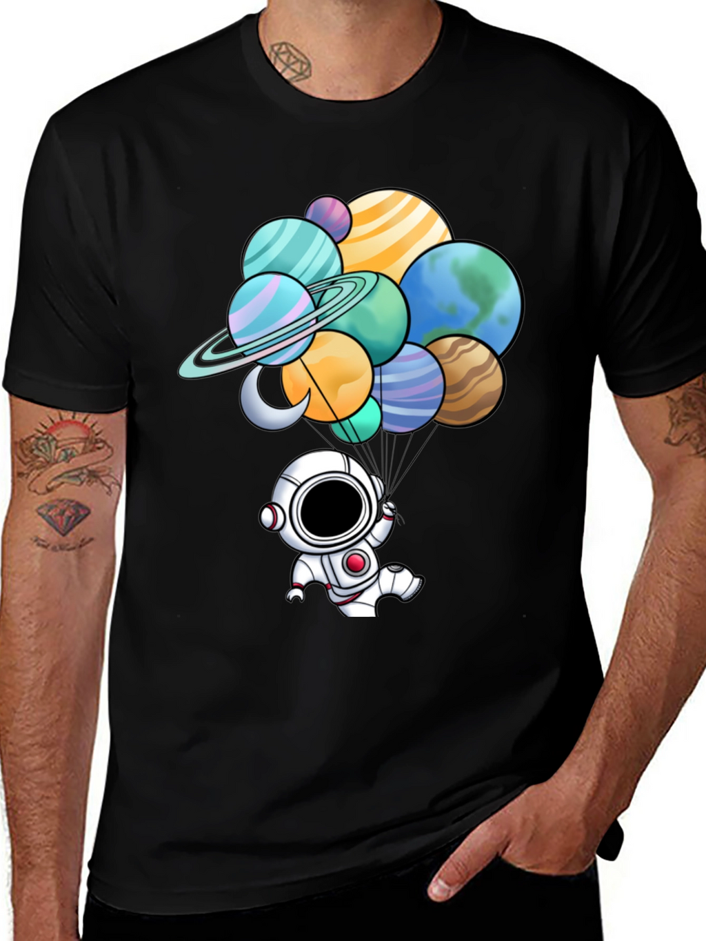 Astronaut Planet Balloon Graphic Tee