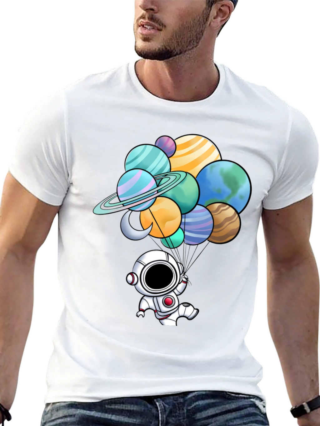 Astronaut Planet Balloon Graphic Tee