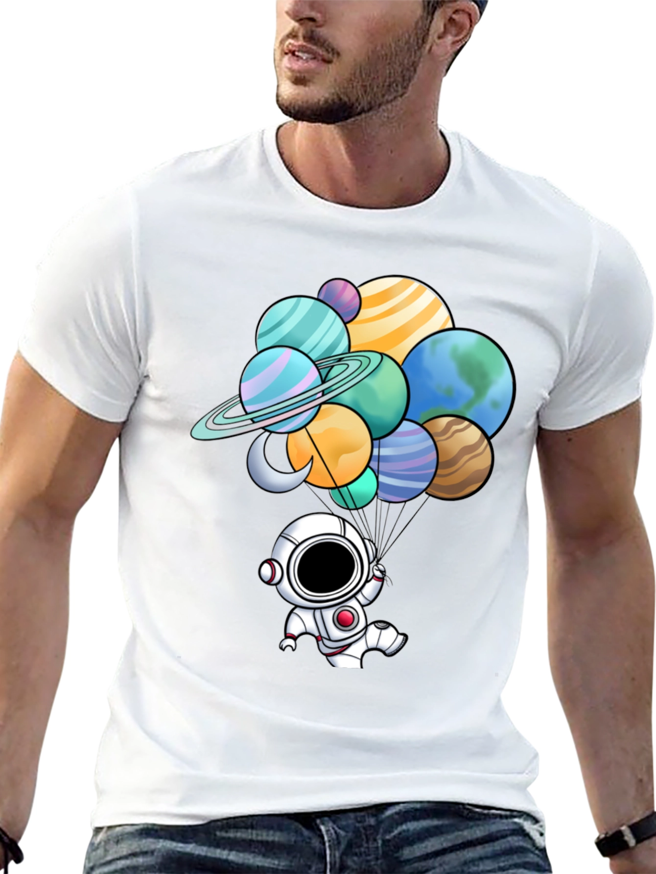 Astronaut Planet Balloon Graphic Tee
