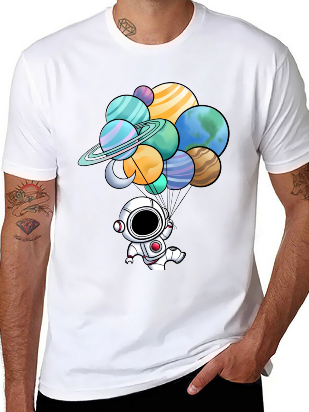 Astronaut Planet Balloon Graphic Tee