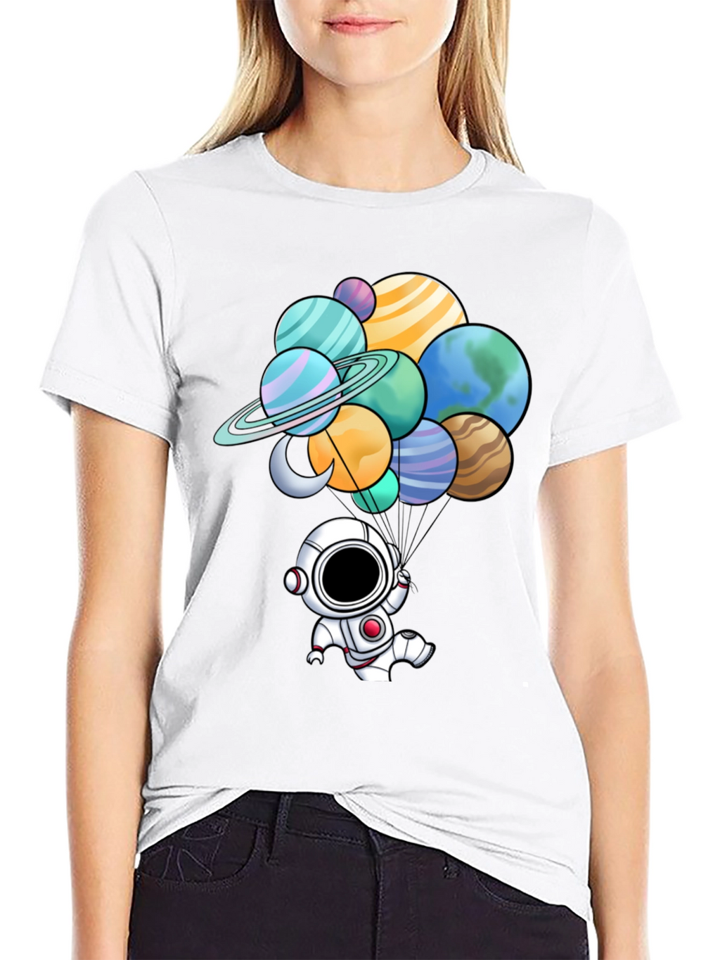 Astronaut Planet Balloon Graphic Tee