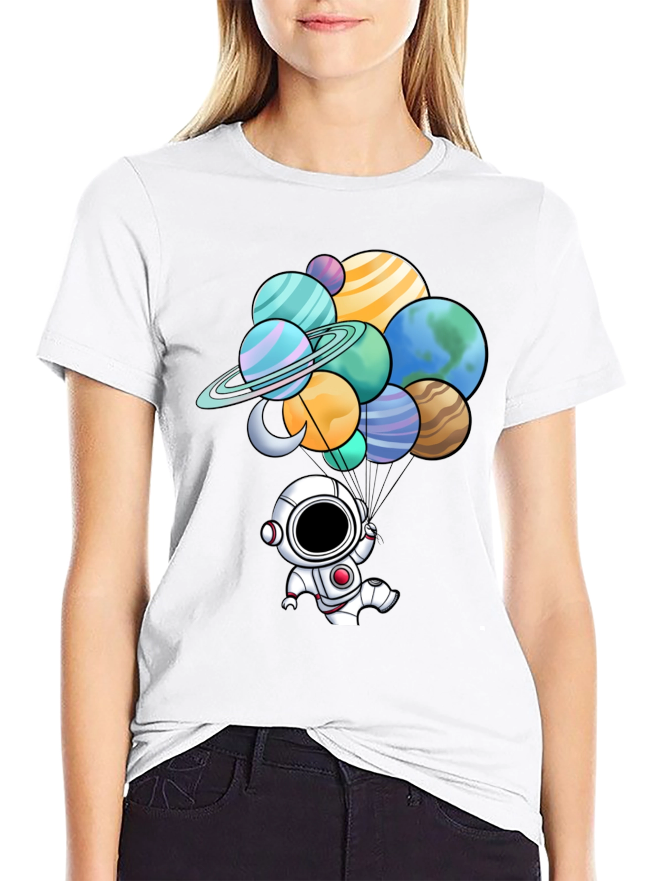 Astronaut Planet Balloon Graphic Tee