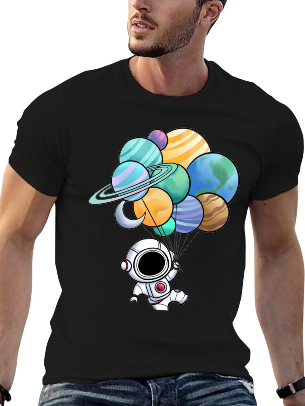 Astronaut Planet Balloon Graphic Tee