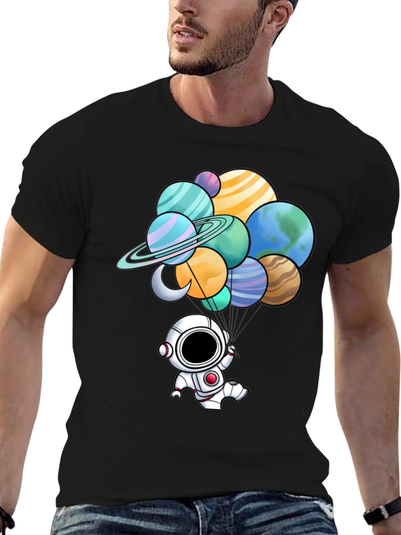 Astronaut Planet Balloon Graphic Tee