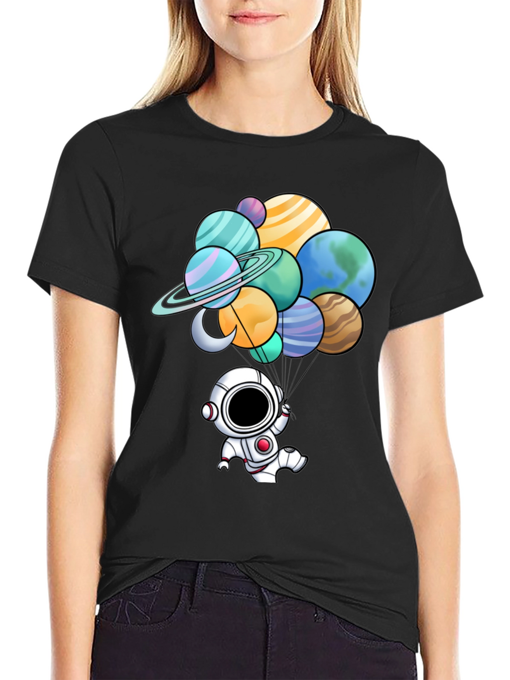 Astronaut Planet Balloon Graphic Tee