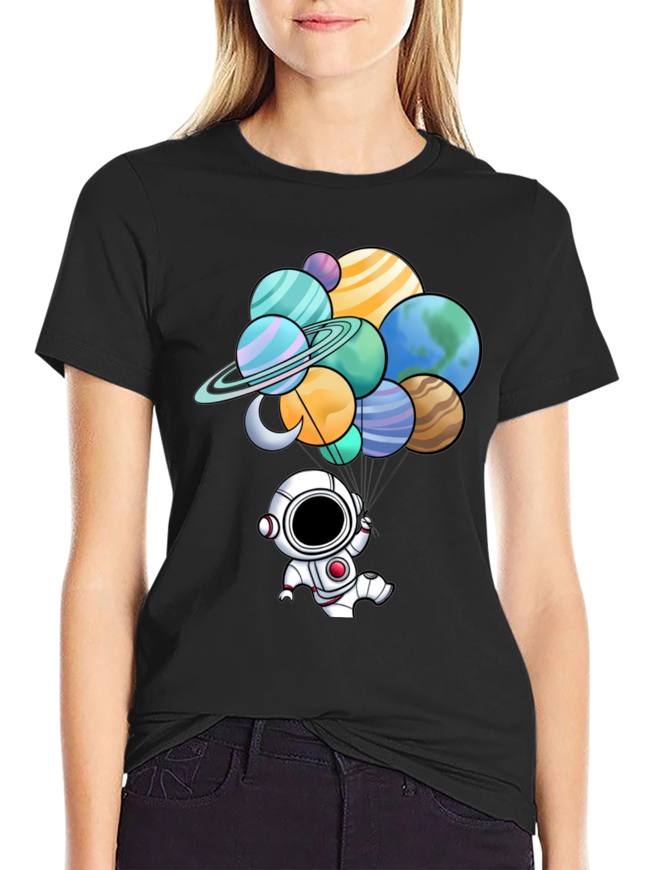 Astronaut Planet Balloon Graphic Tee