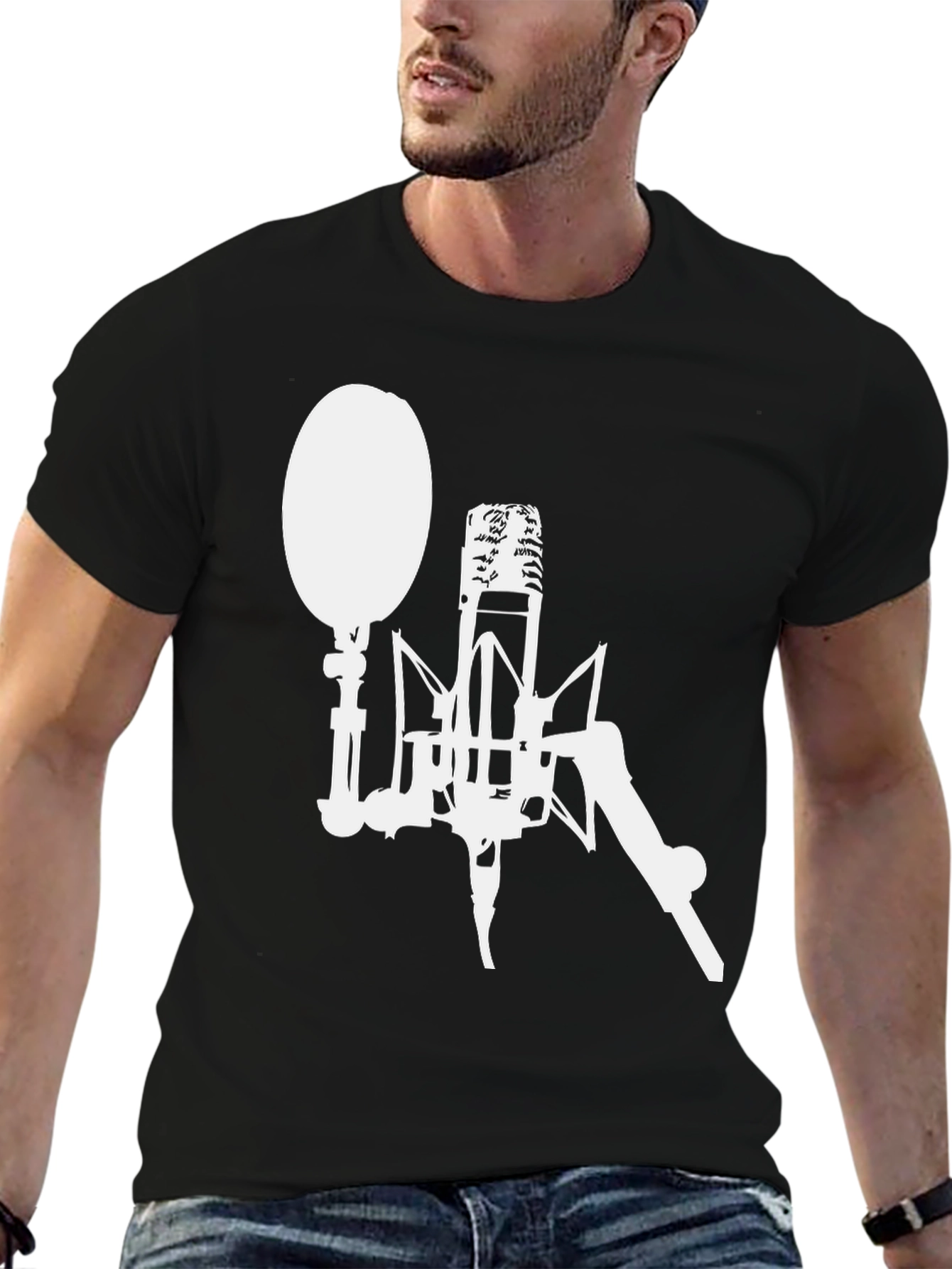 Retro Microphone Graphic Tee - Classic Recording Studio Style