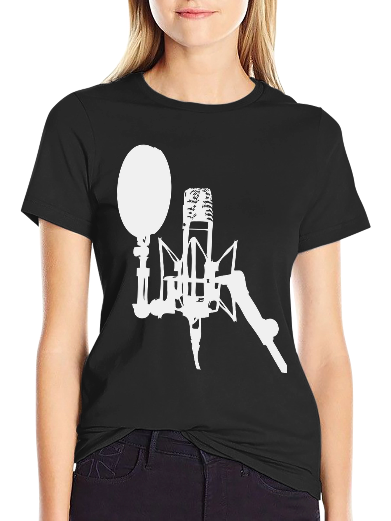 Retro Microphone Graphic Tee - Classic Recording Studio Style