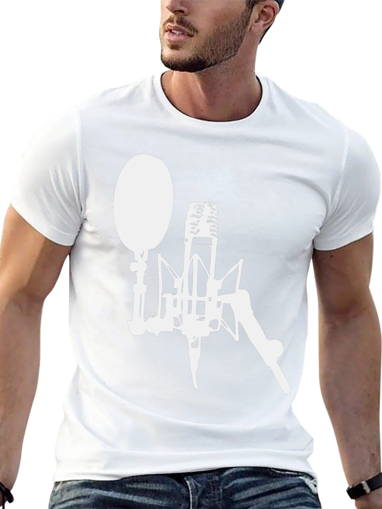 Retro Microphone Graphic Tee - Classic Recording Studio Style