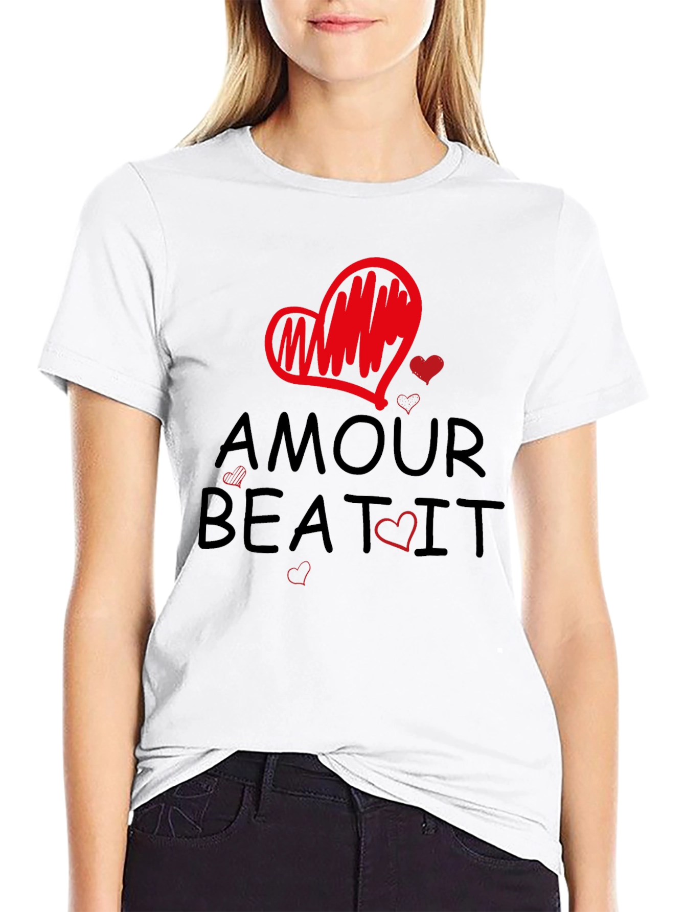 Amour Beat It Heart Graphic Tee - Trendy Casual T-Shirt